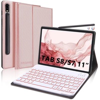 IVEOPPE Tastatur Samsung Galaxy Tab S8, Hülle Tastatur für Samsung Tab S8/S7 11 Zoll, Magnetisch Abnehmbarer Beleuchtung QWERTZ Tastatur Galaxy Tab S8 2022/ S7 2020, Roségold