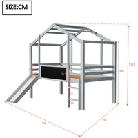 Hochbett Grau 90x200 cm Stauraum Rollen Rutsche SONNENH