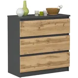 VBChome Kommode mit 3 Schubladen Antrazit - Artisan 80 x 39 x 81 cm Grifflose Schubladenkommode Holz Mehrzweckschrank Mehrzweckschrank für Flur Schlafzimmer Wohnzimmer Kinderzimmer Einfache Montage