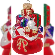 Krebs Glas Lauscha Weihnachtsmannsack mit Geschenken 1-tlg. 10cm