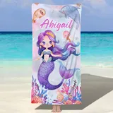MJARTORIA Personalisiert Strandtuch Microfaser Badetuch mit Namen Kinder Damen, Beach Towel Handtuch Badetuch Stranddecke Schnelltrocknend für Reise Schwimmen Sauna Yoga Fitness 90x180cm Mikrofaser
