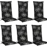 6er Set Hochlehner Für Gartenstuhl Flores, 120x50x6cm, Schwarz