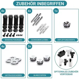VILSTEIN Badheizkörper 1800 x 600 mm 953 W Schwarz Mittelventil