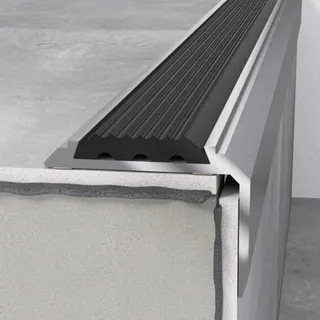 Wiesemann Treppenprofil 46x30x1200 mm Silber mit Einlage Treppenkante Aluminium Aluminiumprofil Winkel
