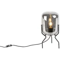QAZQA Design Tischlampe schwarz mit Rauchglas - Bliss