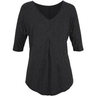 LASCANA Kurzarmshirt Damen schwarz-gepunktet Gr.32/34