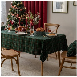 BTTO Tischdecke Weihnachten Tischdecke, Karierte Tischdecke Quadratisch, Weihnachtstischdecke für Weihnachts Party Dekoration grün 140x140 cm