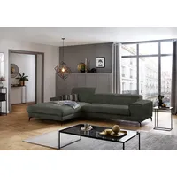 Ecksofa W.SCHILLIG "piedroo, Designsofa mit tollem Sitzkomfort, L-Form", grün (hunter r66), B:303cm H:70cm T:193cm, Chenille-Flachgewebe R66 (85% Polyester, 15% Nylon), Sofas, Ecksofa, Kopfteilverstellung, wahlweise mit Sitztiefenverstellung, Breite 303cm