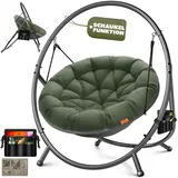 Kesser KESSER® Hängesessel mit Gestell BALI Hängeschaukel Hängestuhl bis 150kg für Indoor und Outdoor + Kissen & Seitentasche Hängekorb Stahlgestell & Schaumstoff Sitzpolster ideal für Wohnzimmer & Garten