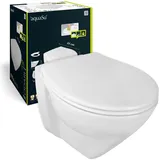 SANITOP-WINGENROTH 'aquaSu® Spülrandloses Wand WC oDari mit Toilettendeckel, Hänge WC mit 6 cm Erhöhung, Duroplast WC Sitz mit Absenkautomatik, Take-Off & Fast-Fi...