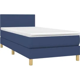 vidaXL Boxspringbett mit Matratze Blau 100x200 cm Stoff
