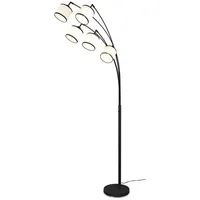 MeineWunschleuchte Große Bogenlampe 5-flammig mit Stoffschirmen in Schwarz/Weiß, Höhe