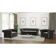 s-style möbel SITZGARNITUR 3+2+1 Chesterfield Nyx Schwarz Samt