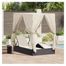 vidaXL Doppelte Sonnenliege 205 x 129 x 200 cm Schwarz