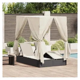 vidaXL Doppelte Sonnenliege 205 x 129 x 200 cm Schwarz