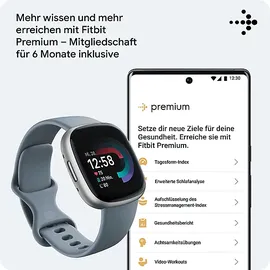 Fitbit Versa 4 aluminium platin/wasserfallblau