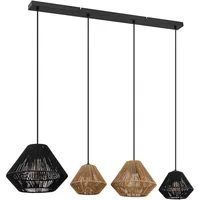 GLOBO Pendelleuchte Hängelampe Deckenlampe Metall Naturseile 4-Flammig L 103