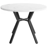 TavilaEcon Esstisch runder Marmor-Esstisch (Durchmesser 1m), mit Metallhalterung, X-förmiger Couchtisch, weiß schwarz