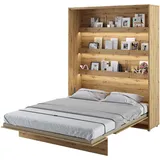 meblini Schrankbett, Eiche Artisan, Holzwerkstoff, 7-Zonen, Rechteckig, 160x200 cm, Schlafzimmer, Betten, Klappbetten