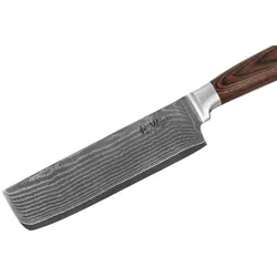 Damast Nakiri Messer | 17,5cm Klinge aus 67 Lagen Damaststahl | Pakkaholzgriff