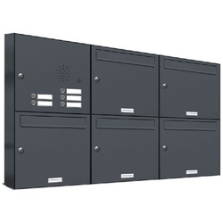 AL Briefkastensysteme Wandbriefkasten 5er Premium Briefkasten Außen Anthrazit RAL Farbe 7016 Klingel 3×2 grau