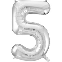 IDENA Folienballon Zahl 5 60x110cm silber