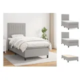 vidaXL Boxspringbett mit Matratze Hellgrau 100x200 cm Stoff