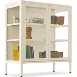 Tectake Metallvitrine 80 x 90,5 x 37 cm Beige / Creme