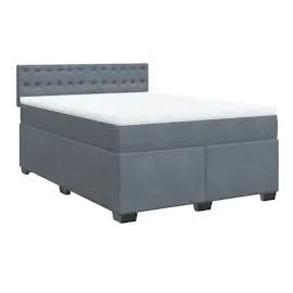 vidaXL Boxspringbett mit Matratze Dunkelgrau 160x200 cm Samt