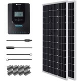 Renogy 12V 1KWh Solaranlage, Inselanlage Solar Set mit 200W 12V Monokristallin Solarmodul, 12V 20A MPPT Solarladeregler, Kabeln und Halterungen für Garten, Balkon, Camper, RV und Wohnmobil