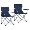 Klappbarer Campingstuhl 2er Set, Angelstuhl mit Armlehnen und Getränkehalter und Tragetasche für Outdoor Camping Garten Strand Terrasse, Marineblau