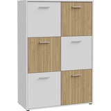 Forte Highboard FORTE, weiß (weiß, lamela eiche hell), B:93,5cm H:139,9cm T:40cm, Spanplatte, Sideboards