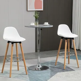 Homcom 2er-Set Barhocker mit Fußstützen Kunstleder Weiß 38,5 x 42,5 x 91 cm