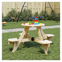 vidaXL Picknicktisch für 4 Kinder mit Schirmloch Rund Massivholz Tanne