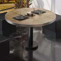 GGM Möbel BML | Bistro Loungetisch | Ø:H 80 x 38,5 cm | Eiche / Schwarz