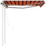 vidaXL Markise Automatisch mit Pfosten 3x2,5 m Orange Braun