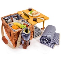 SÄNGER Picknickkorb Borkum (Set, 25 St., Picknickkorb), 4 Personen, integrierter Tisch & Kühltasche beige|braun