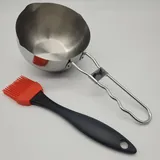 Marinade-Set 2 tlg. Marinadeschale Soßenschale Edelstahltopf Silikon Backpinsel