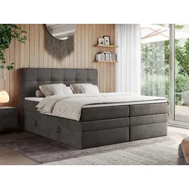 MKS Meble Boxspringbett, Dunkelgrau, Textil, 2-Sitzer, H4, Rechteckig, 140x200 cm Schlafzimmer, Betten, Boxspringbetten