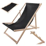 Kadax Liegestuhl aus Holz, Klappbare Sonnenliege bis 120 kg, Schwarz