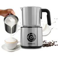 Heinrich ́s Milchaufschäumer, 250ml Kapazität, Elektrischer 4in1 Milchaufschäumer, 360° drehbare Basis, Kalter/Warmer Milchschaum, Milchaufwärmfunktion,für perfekten Barista-Milchschaum, Edelstahl,600W