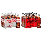 Coca-Cola Light/Erfrischendes Softgetränk in praktischen Flaschen - 12 x 500 ml Einweg Flasche & Zero Sugar, Koffeinhaltiges Erfrischungsgetränk in stylischen Flaschen, EINWEG Flasche (12 x 500 ml)