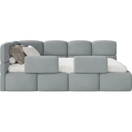 Selsey Cloudy – Kinderbett 90x200, Rausfallschutz, Kopfteil links, Samt Grau