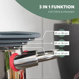 bremermann bremermann® Universal-Glasdeckel mit Silikonrand, 24/26/28 cm, mittel (Grau)