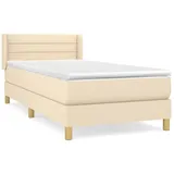 vidaXL Boxspringbett mit Matratze Creme 90x200 cm Stoff