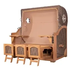 Mr. Deko bene living Strandkorb Komplettset Ammersee Grande XXL Teak PE grau Modell 504