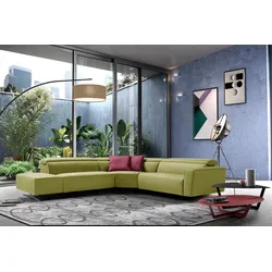 Ecksofa EGOITALIANO, grün (pistazie), B:314cm H:96cm T:284cm, Leder CAREZZA (echtes Rindsleder) ist ein Naturleder, dass die ursprünglichen Eigenschaften der Haut nicht verändert. Das Vorhandensein von verheilten Narben, Körnungsunterschiede, Falten, Adern, Unterschiede in den Farbtönen und andere Spuren, die die Natur auf diesen Fellen hinterlassen hat, sind ein Beweis für die absolute Echtheit und das Zeugnis ihres großen Wertes., Sofas, mit Relaxfunktion und verstellbaren Kopfteilelementen