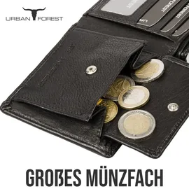 Urban Forest Leder schwarz | Herren Geldbörse aus Nappa Leder mit RFID Schutz | Portemonnaie Herren Leder schwarz