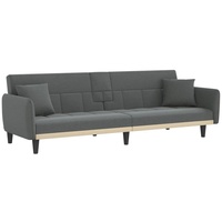 vidaXL Schlafsofa mit Getränkehaltern, Sofa mit verstellbaren Rückenlehnen, Couch für Wohnzimmer, Schlafcouch Bettsofa Sofabett Metallfüße, Dunkelgrau Stoff