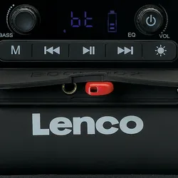 Lenco SPR-200BK - Spritzwasserfester Bluetooth®-Lautsprecher UKW Radio USB und micro SD mit Lichteffekten - Schwarz